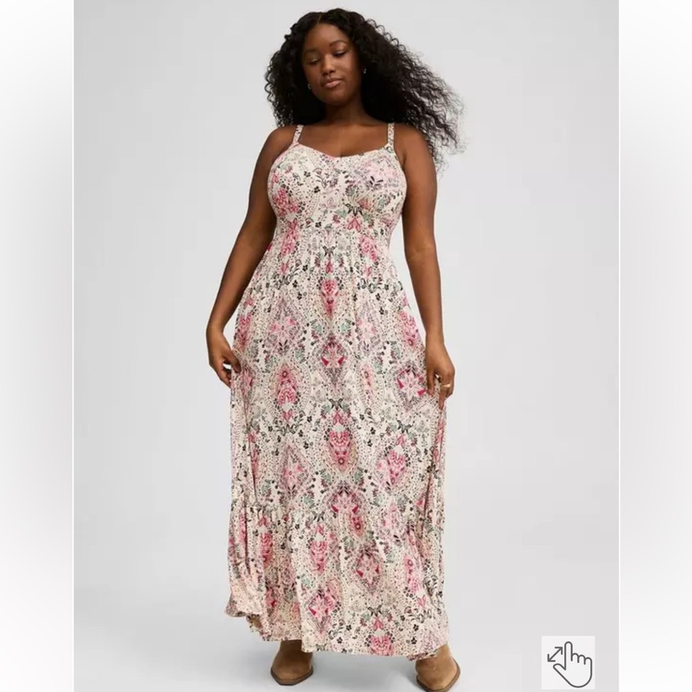 Torrid Pink and Cream Maxi Sundress